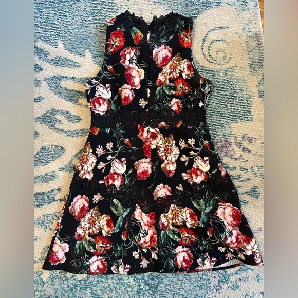 Chelsea 28 Black Foxie Floral Lace Trim Mini Dress size L - Picture 8 of 10